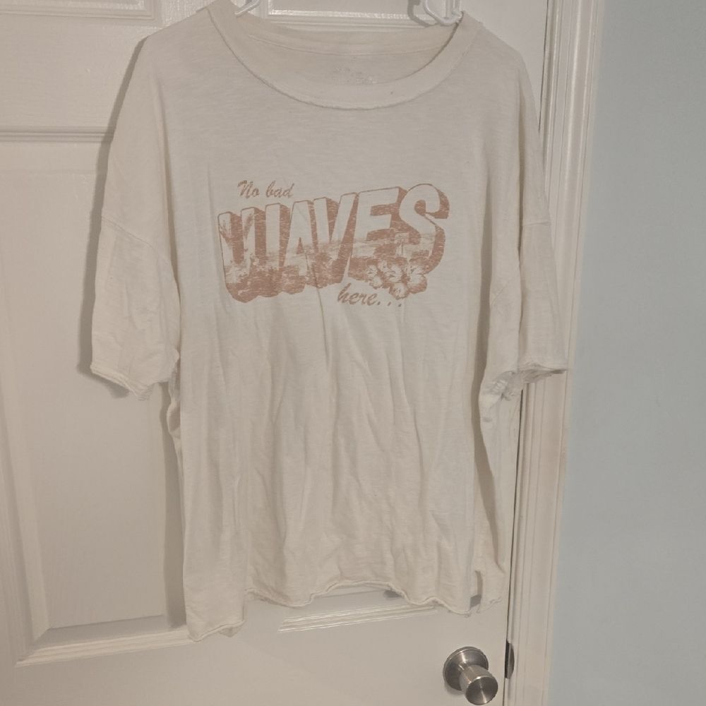 White Graphic T-Shirt with Tan Print